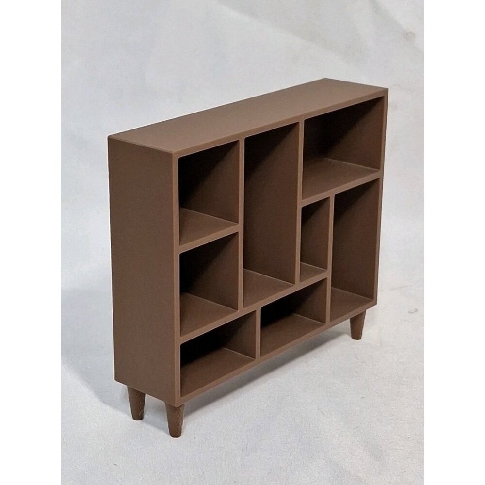 Mid-Century Modern Miniature, Bookshelf, TV Stand, Dollhouse Furniture, 1:12